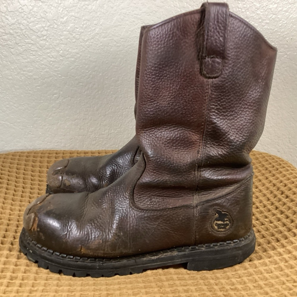 Georgia Boot Steel Toe G5655 12" ST Mens Sz 9.5 Pull On Mud Dog Leather Boots